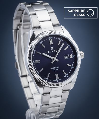 Zegarek męski DESTELL Loup Blue Silver Steel Sapphire