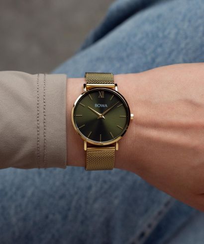 Zegarek damski BOWA London Green-Gold Mesh 33