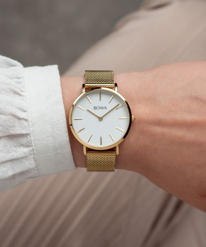 Zegarek damski BOWA New York Petite White-Gold Mesh 34