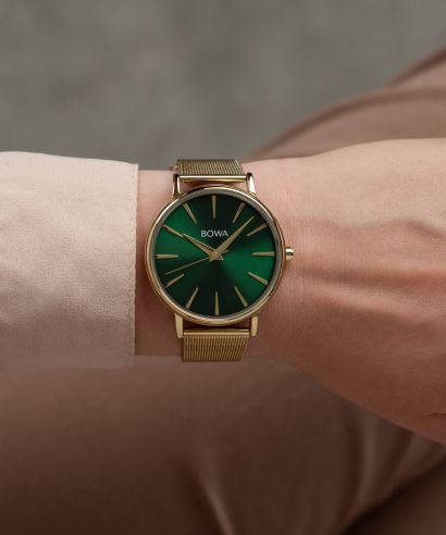 Zegarek damski BOWA Praha Green-Gold Mesh 38