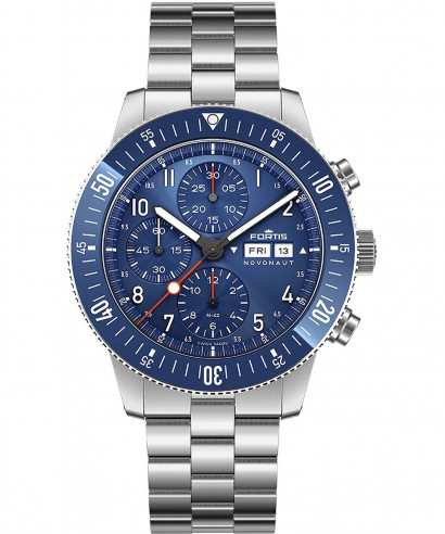 Zegarek męski Fortis Novonaut N-42 Cobalt Blue Block Bracelet