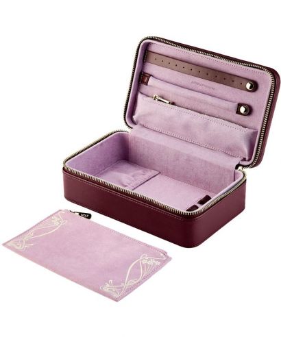 Etui na biżuterię Wolf x Liberty Ianthe Burgundy zamykane na zamek rozmiar M