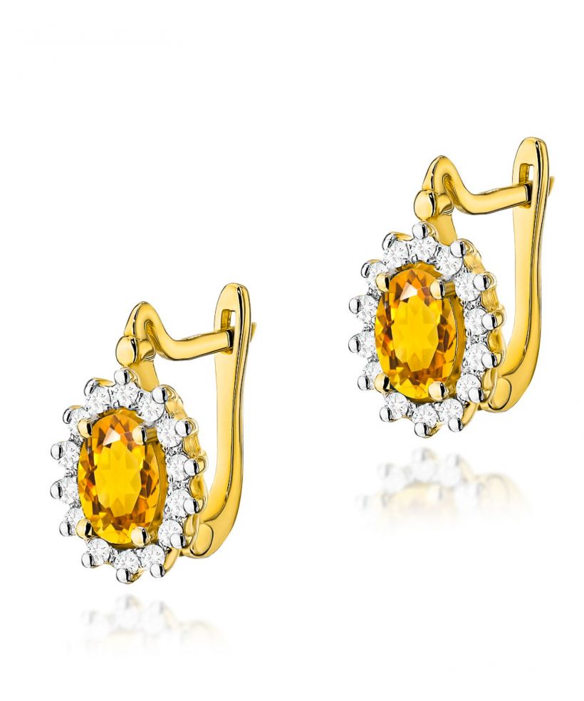 Kolczyki Bonore ze Złota próby 585 z cytrynem 1,2 ct