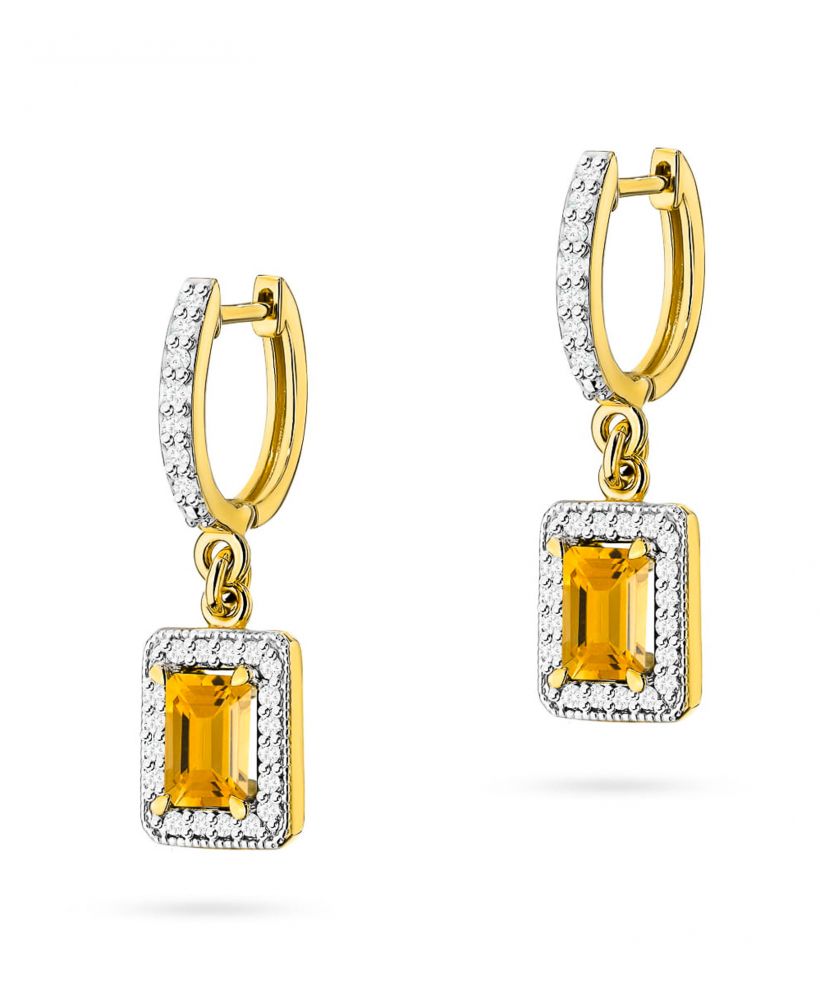 Kolczyki Bonore ze Złota próby 585 z cytrynem 1,2 ct