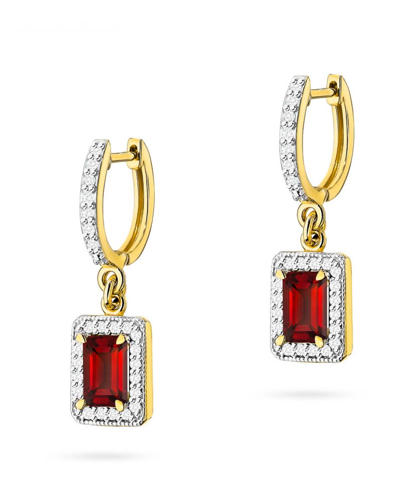Kolczyki Bonore ze Złota próby 585 z granatem 1,4 ct