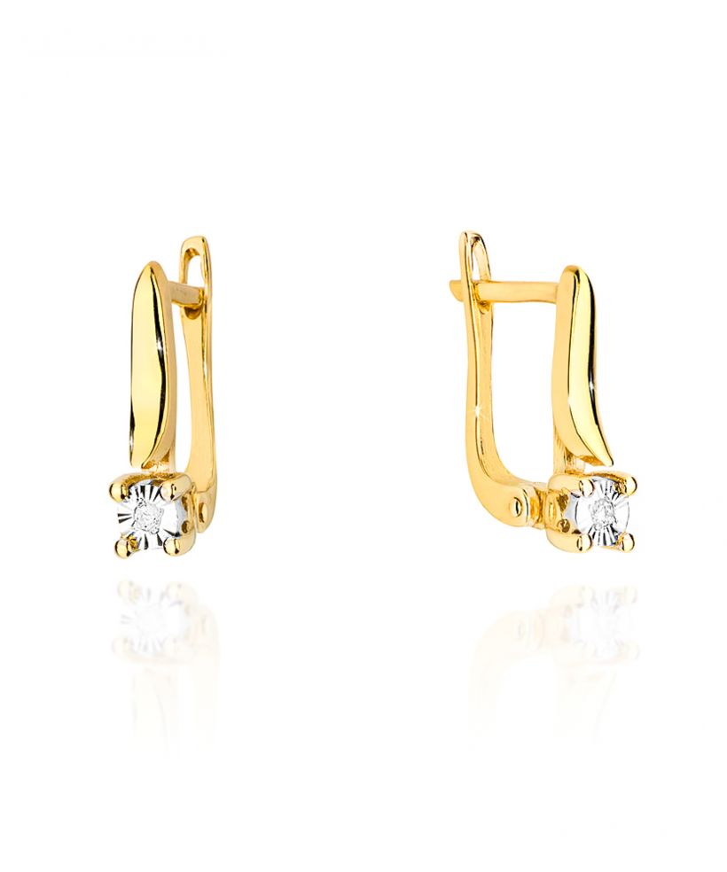 Kolczyki Bonore ze Złota próby 585 z diamentem 0,02 ct