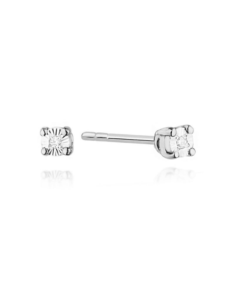 Kolczyki Bonore z białego złota próby 585 z diamentem 0,01 ct