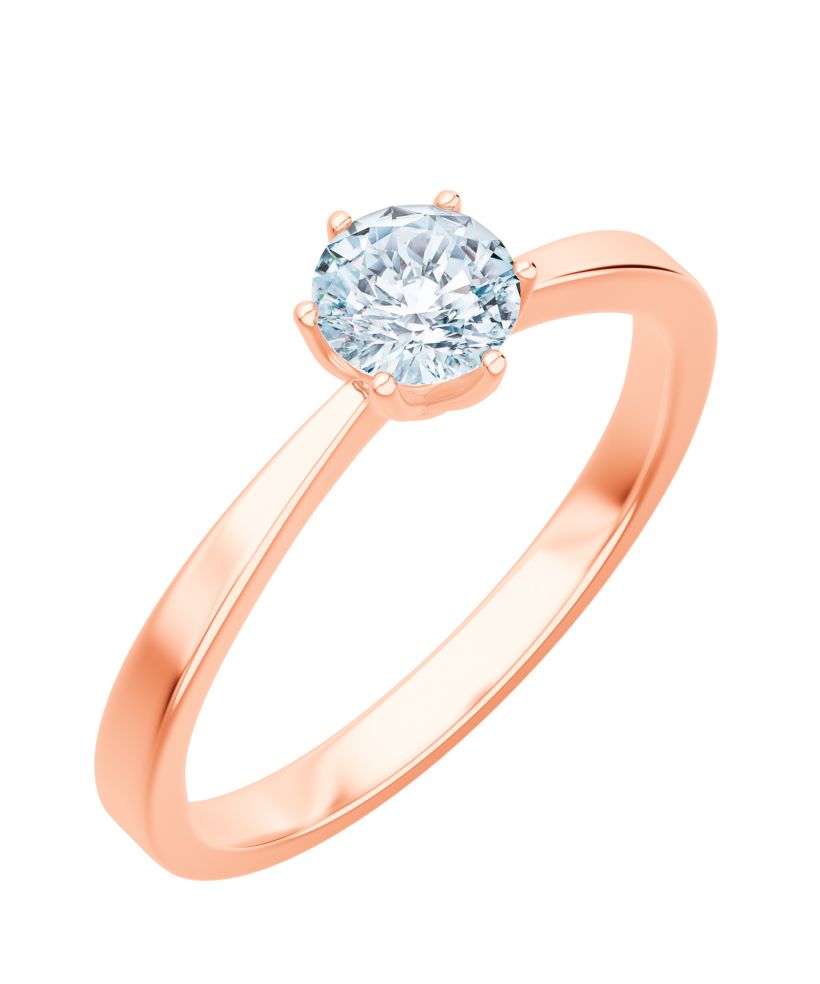 Pierścionek Bonore z różowego złota próby 585 z diamentem 0,7 ct
