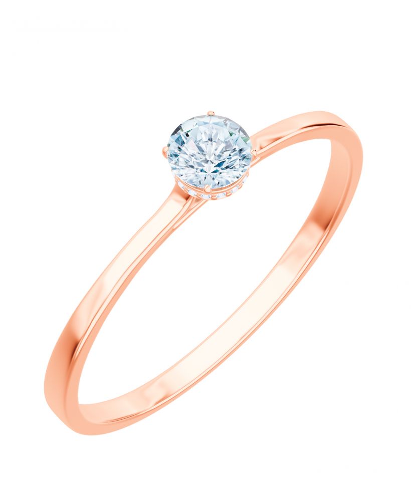 Pierścionek Bonore z różowego złota próby 585 z diamentem 0,5 ct