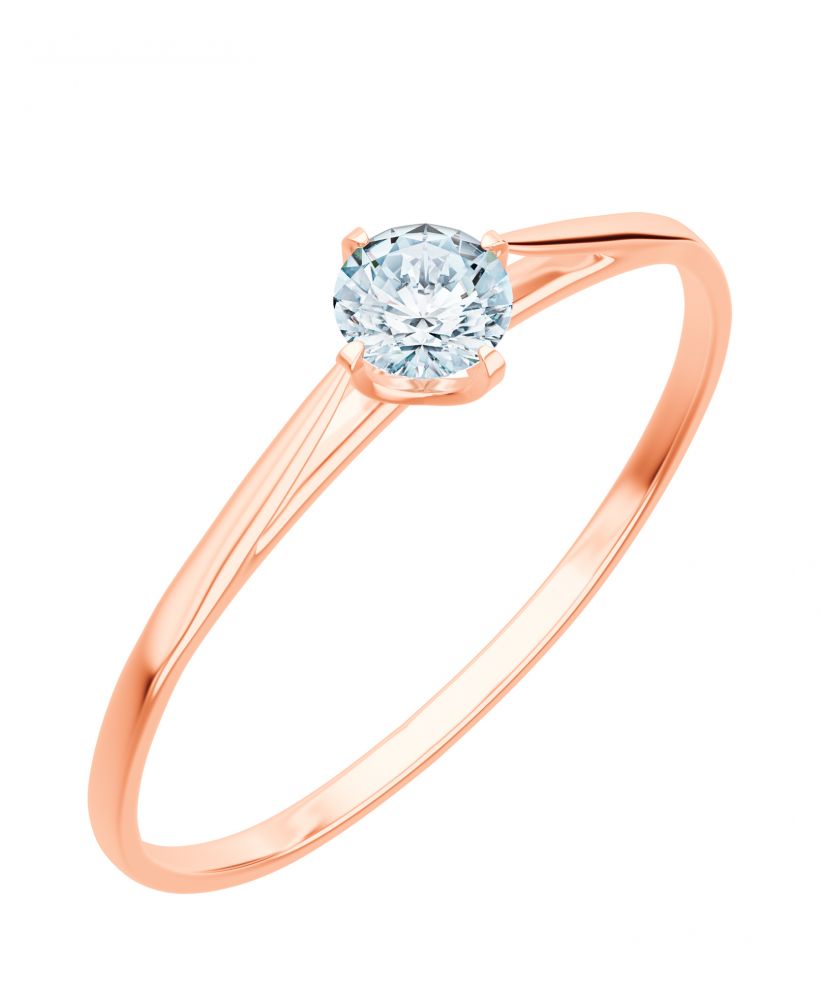 Pierścionek Bonore z różowego złota próby 585 z diamentem 0,4 ct