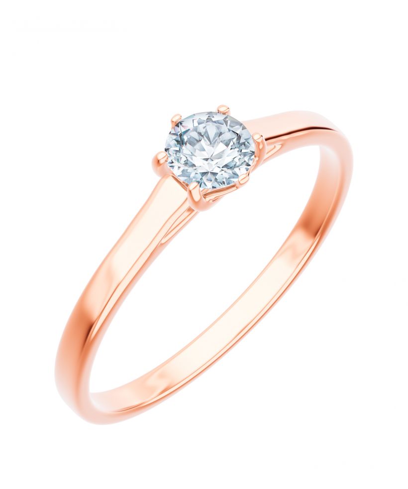Pierścionek Bonore z różowego złota próby 585 z diamentem 0,4 ct