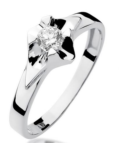 Pierścionek Bonore z białego złota próby 585 z diamentem 0,3 ct