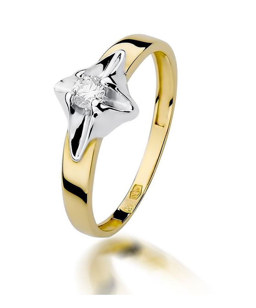 Pierścionek Bonore ze złota próby 585 z diamentem 0,12 ct
