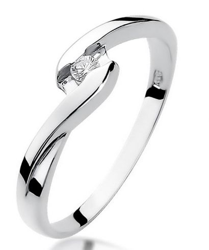 Pierścionek Bonore z białego złota próby 585 z diamentem 0,05 ct