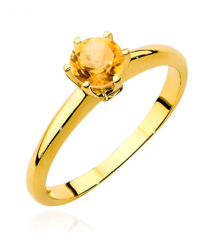 Pierścionek Bonore ze Złota próby 585 z cytrynem 0,6 ct