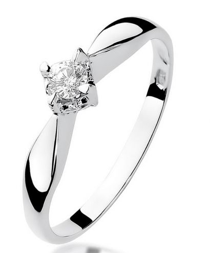 Pierścionek Bonore z białego złota próby 585 z diamentem 0,12 ct