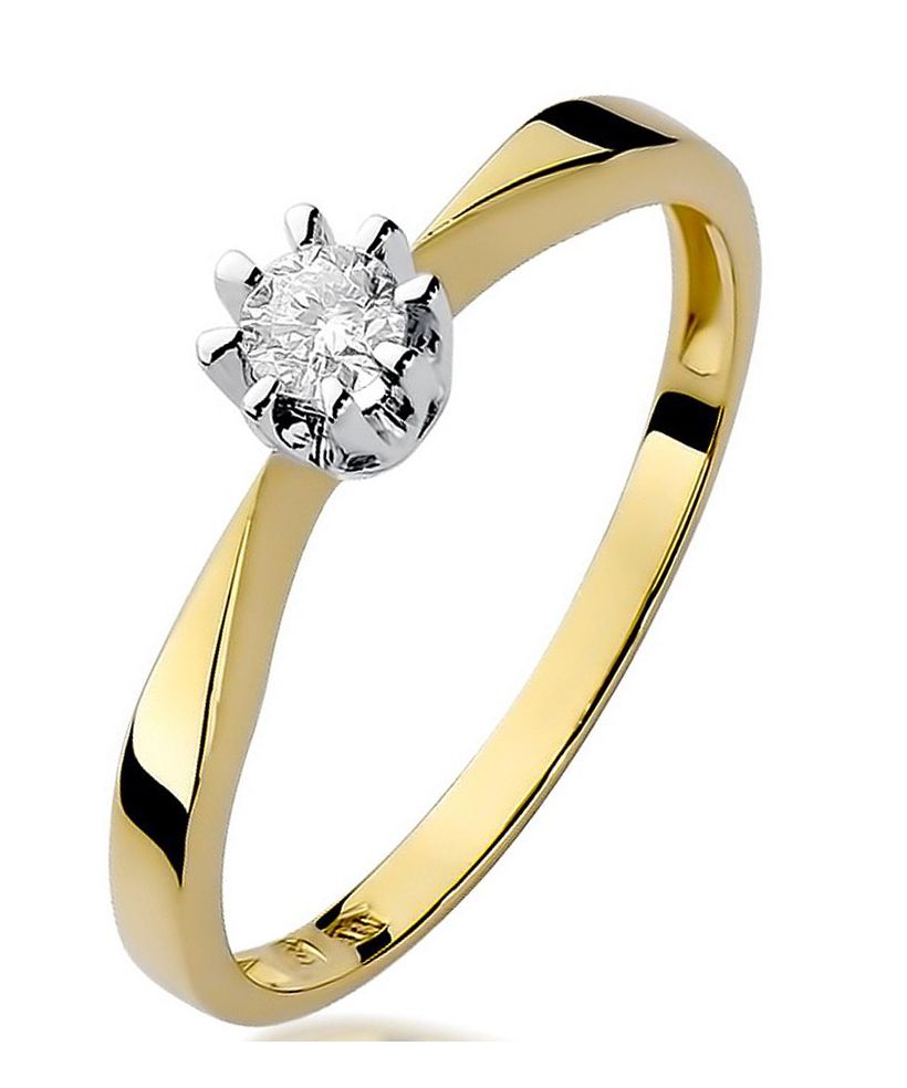 Pierścionek Bonore ze złota próby 585 z diamentem 0,15 ct