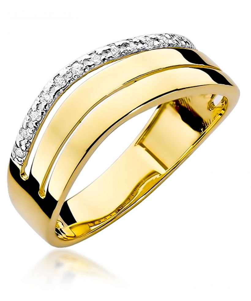 Pierścionek Bonore ze Złota próby 585 z diamentem 0,09 ct