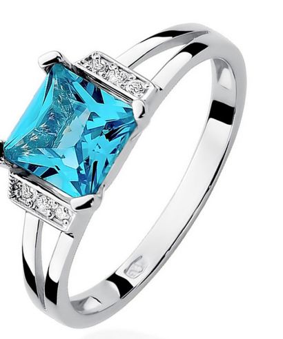 Pierścionek Bonore z białego złota próby 585 z topazem 1,4 ct