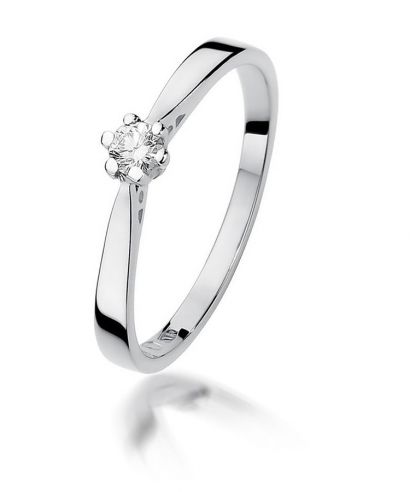 Pierścionek Bonore z białego złota próby 585 z diamentem 0,1 ct