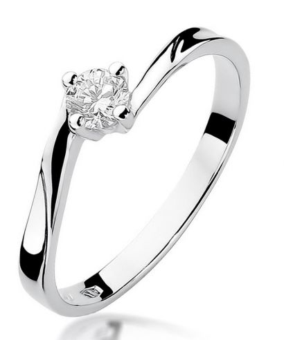 Pierścionek Bonore z białego złota próby 585 z diamentem 0,2 ct