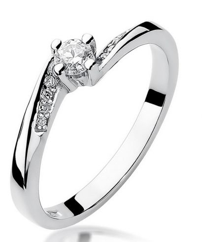 Pierścionek Bonore z białego złota próby 585 z diamentem 0,15 ct