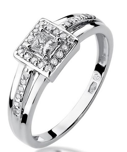 Pierścionek Bonore z białego złota próby 585 z diamentem 0,15 ct