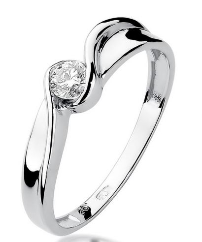 Pierścionek Bonore z białego złota próby 585 z diamentem 0,15 ct