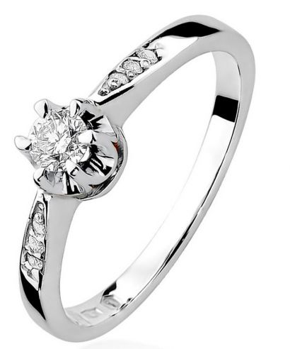 Pierścionek Bonore z białego złota próby 585 z diamentem 0,2 ct