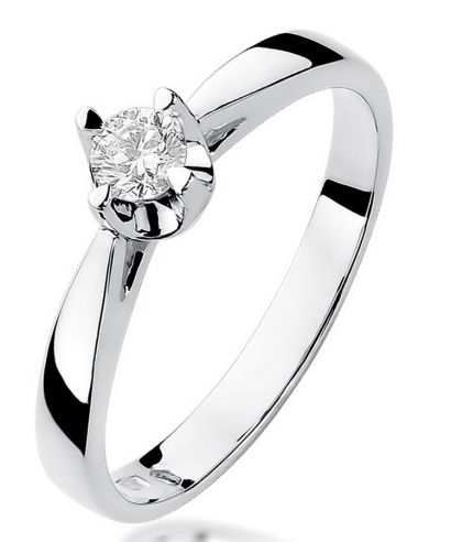 Pierścionek Bonore z białego złota próby 585 z diamentem 0,2 ct