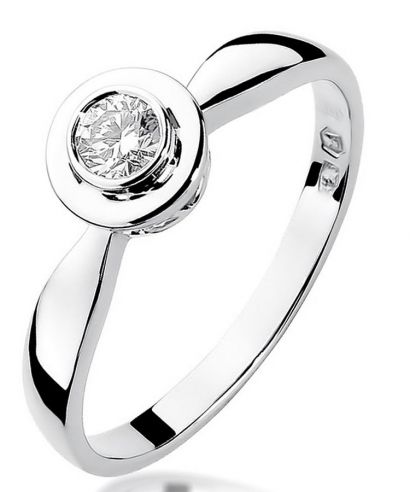 Pierścionek Bonore z białego złota próby 585 z diamentem 0,2 ct