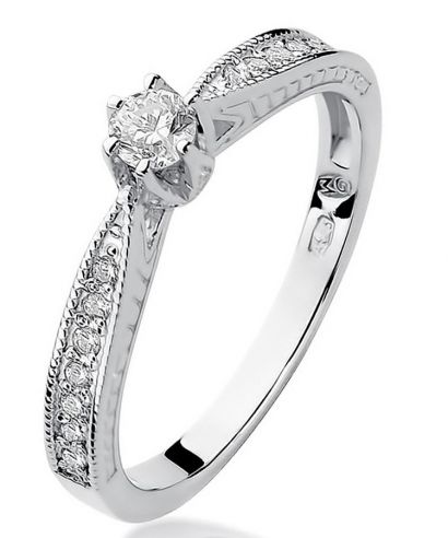 Pierścionek Bonore z białego złota próby 585 z diamentem 0,15 ct