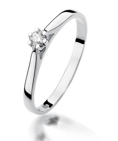 Pierścionek Bonore z białego złota próby 585 z diamentem 0,09 ct