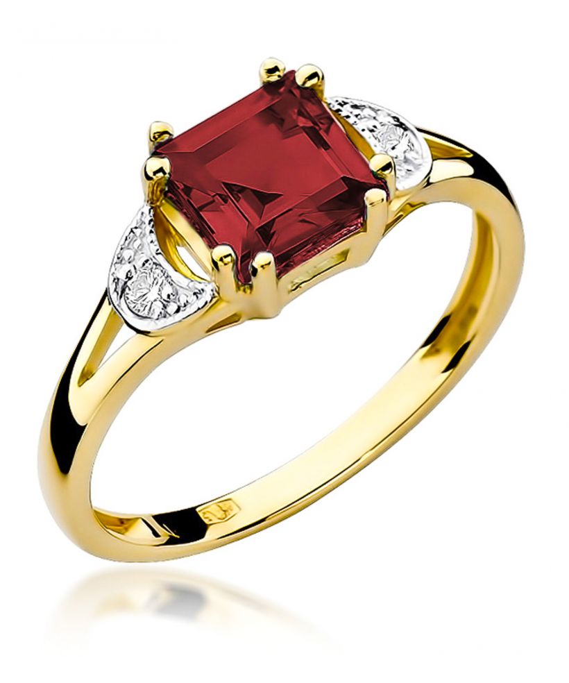 Pierścionek Bonore ze Złota próby 585 z granatem 1,3 ct