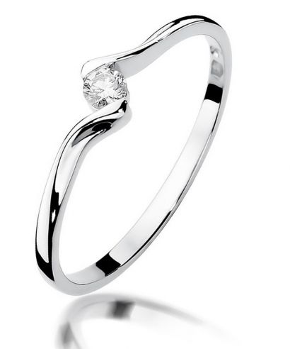 Pierścionek Bonore z białego złota próby 585 z diamentem 0,09 ct