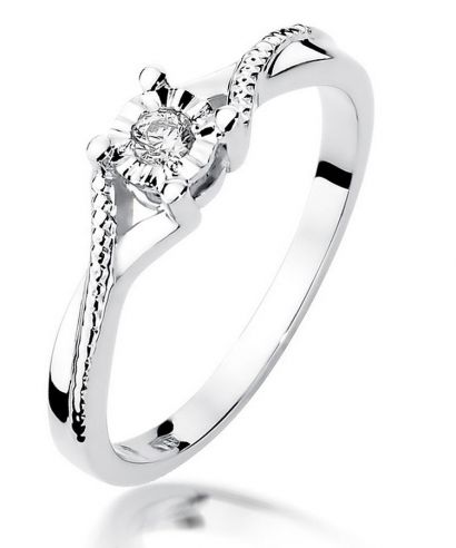 Pierścionek Bonore z białego złota próby 585 z diamentem 0,08 ct