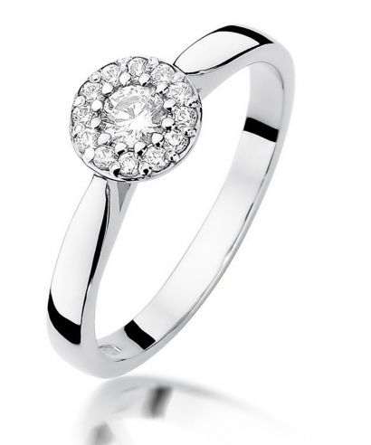 Pierścionek Bonore z białego złota próby 585 z diamentem 0,12 ct