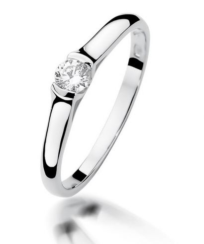 Pierścionek Bonore z białego złota próby 585 z diamentem 0,15 ct