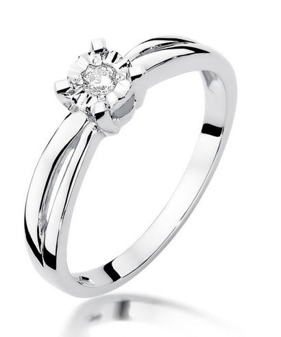 Pierścionek Bonore z białego złota próby 585 z diamentem 0,08 ct