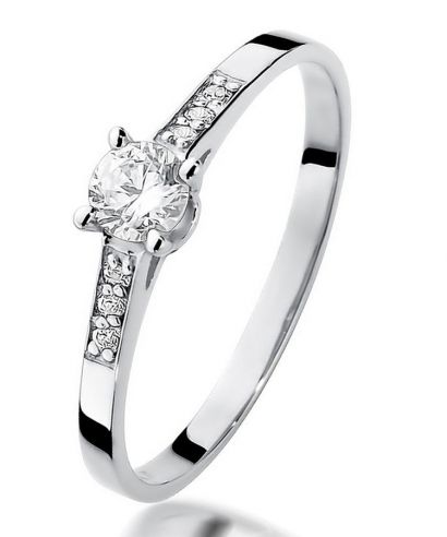 Pierścionek Bonore z białego złota próby 585 z diamentem 0,15 ct