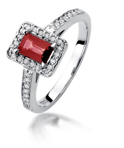 Pierścionek Bonore z białego złota próby 585 z rubinem 0,8 ct