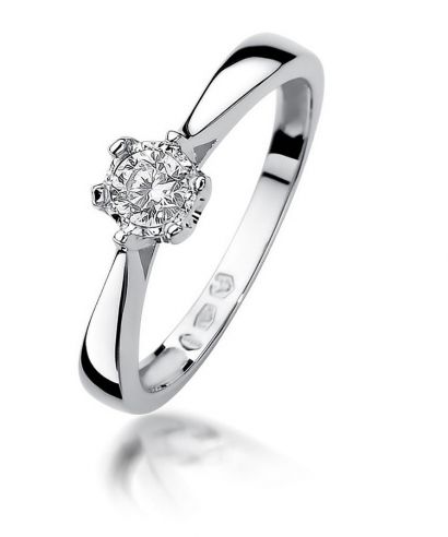 Pierścionek Bonore z białego złota próby 585 z diamentem 0,2 ct
