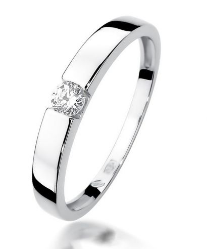 Pierścionek Bonore z białego złota próby 585 z diamentem 0,12 ct