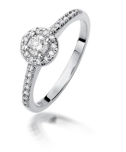Pierścionek Bonore z białego złota próby 585 z diamentem 0,15 ct
