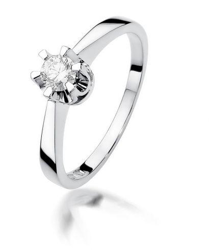 Pierścionek Bonore z białego złota próby 585 z diamentem 0,25 ct