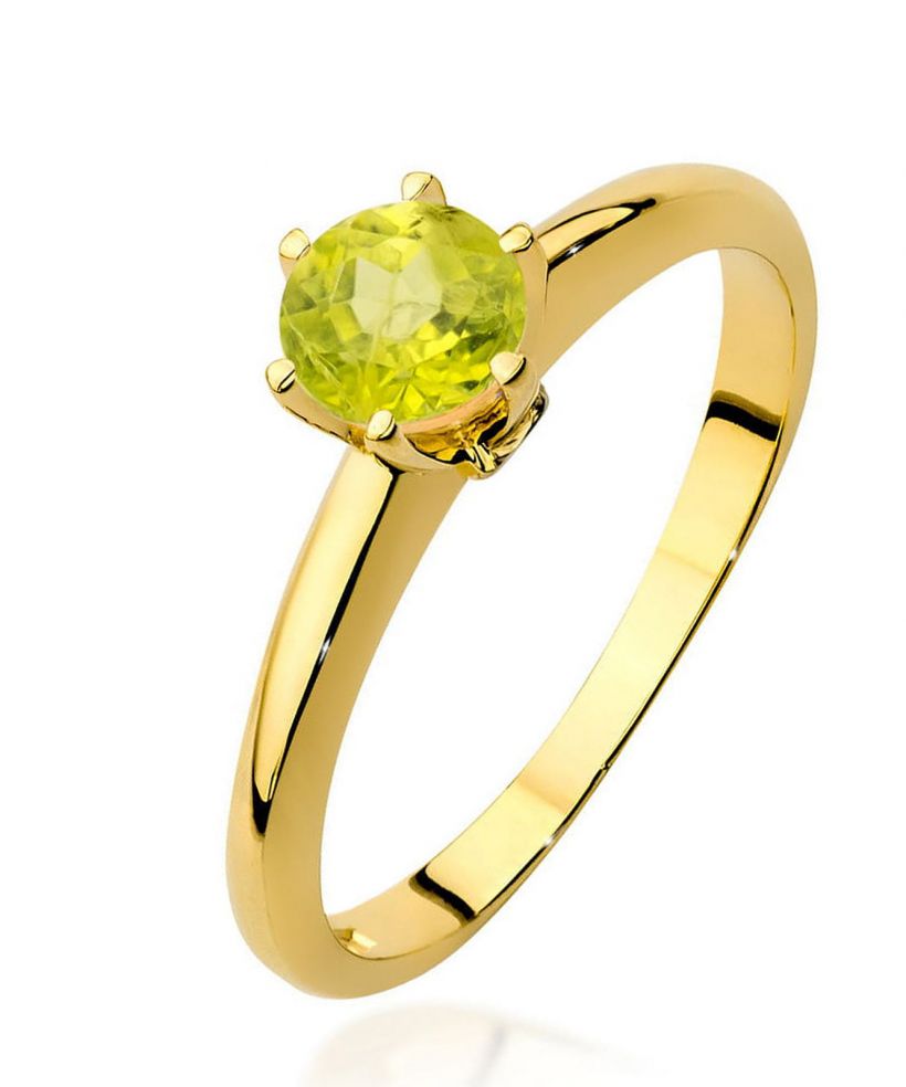Pierścionek Bonore ze złota próby 585 z oliwinem 0,6 ct