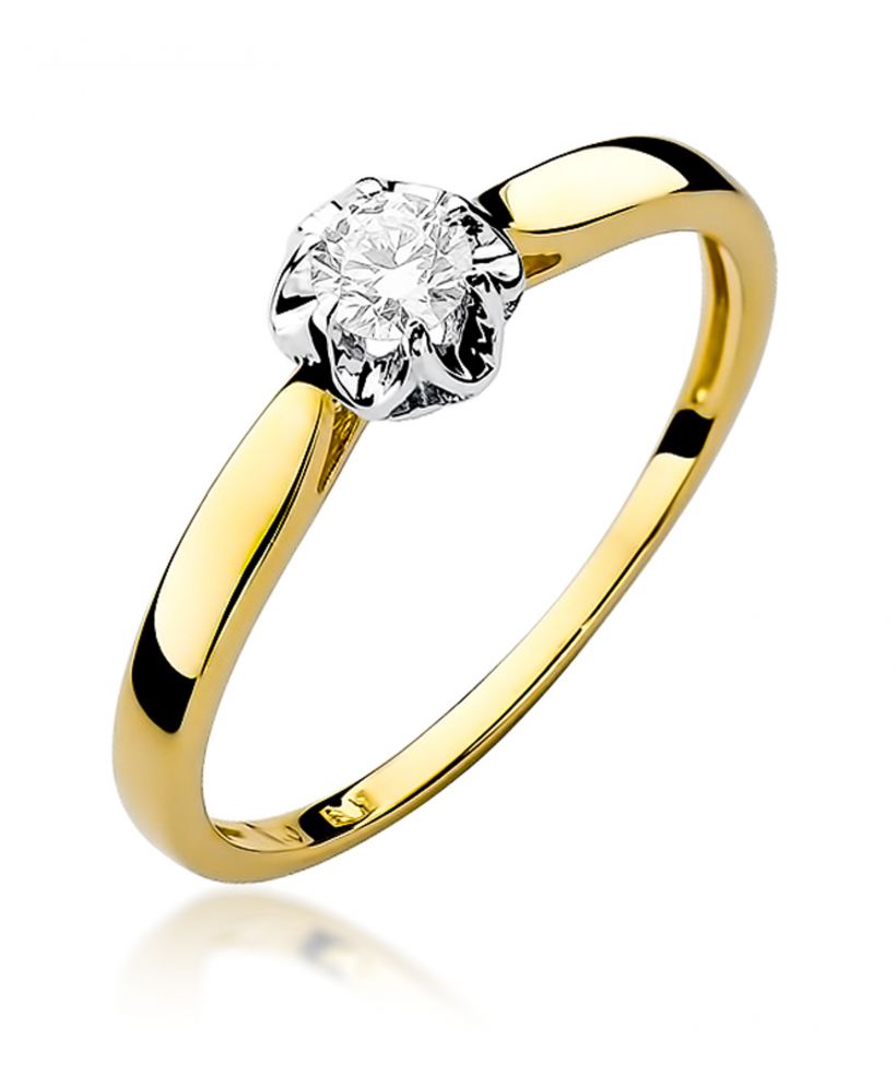 Pierścionek Bonore ze Złota próby 585 z diamentem 0,15 ct