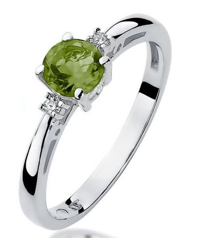 Pierścionek Bonore z białego złota próby 585 z oliwinem 0,6 ct