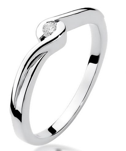 Pierścionek Bonore z białego złota próby 585 z diamentem 0,05 ct