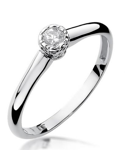Pierścionek Bonore z białego złota próby 585 z diamentem 0,13 ct